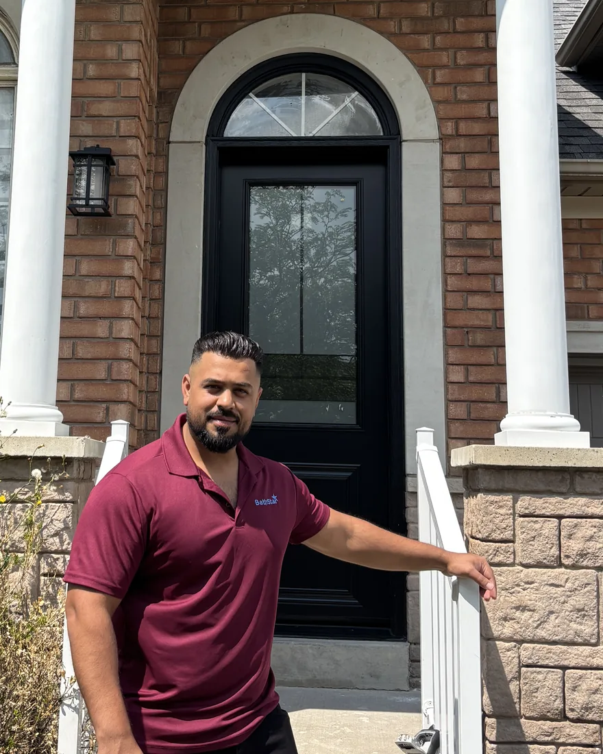 Talha, owner of BathStar, at a client's home in Mississauga